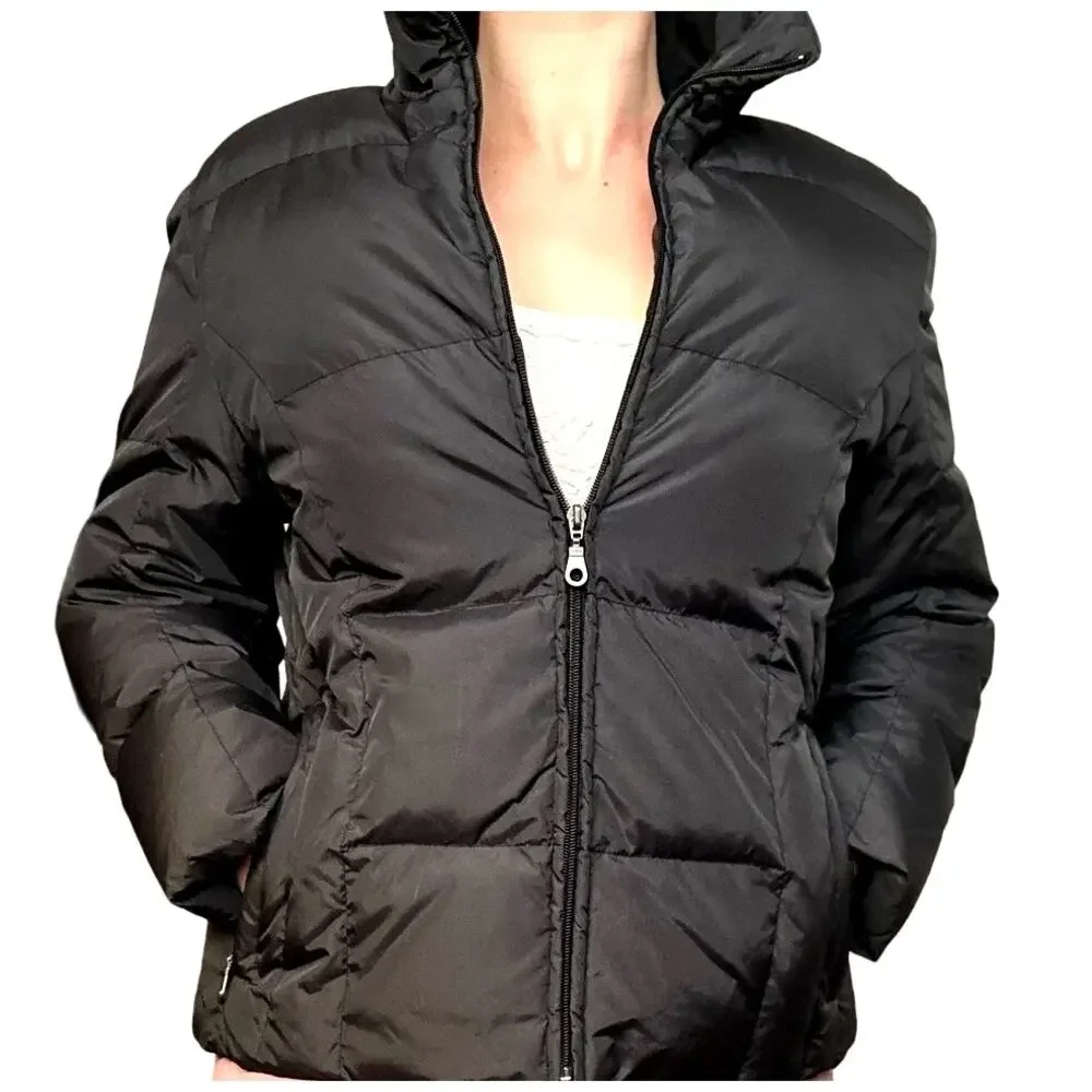 Utex Womens M Down Jacket Black Puffer Quilted Zip Front Pockets Fleece Lined